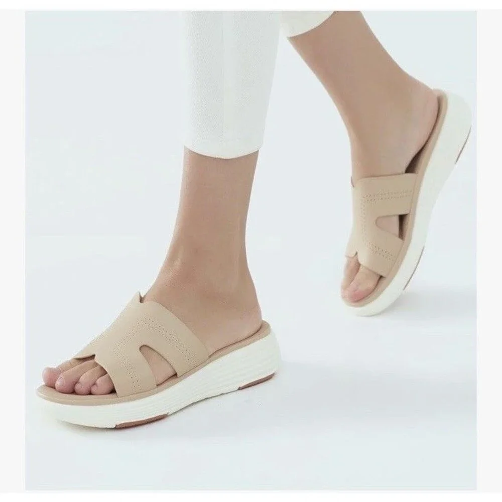 UBFEN Womens Platform Sandals Slide Wedge Sandals Size 9 A-khaki